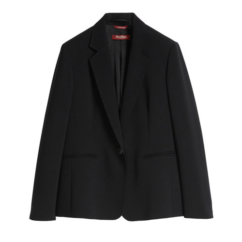 MaxMara/麥絲瑪拉 22年早春新款 RIVA系列 女士黑色三醋酸纖維混紡面料西裝外套夾克6041152706001