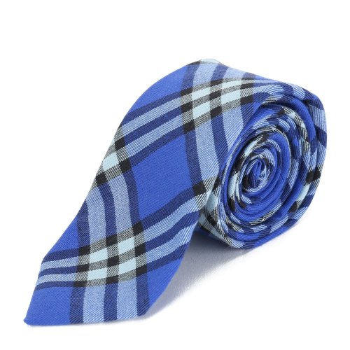BURBERRY/博柏利 純棉藍色格紋男士領(lǐng)帶 手系 配飾 80018001 瑕疵特賣（陳列痕跡，不影響使用）