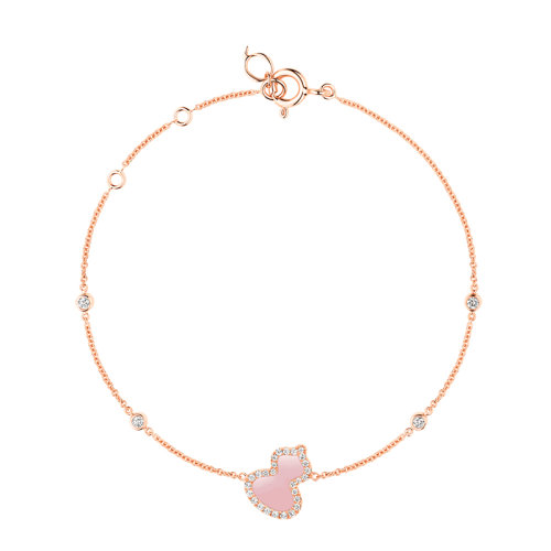 QEELIN/麒麟珠寶 22新款Wulu系列 小號18K金玫瑰金鑲嵌鉆石粉紅蛋白石葫蘆手鏈WU-BR0016E-RGDPO