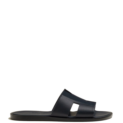 HERMES/愛馬仕 22年秋冬新款 Izmir系列 男士海軍藍色牛皮革拼科技帆布涼鞋涼拖H222845ZHI2395