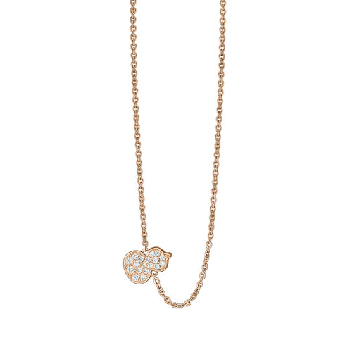 QEELIN/麒麟珠寶 經(jīng)典WULU系列 18K金玫瑰金鑲嵌鉆石小號葫蘆形狀吊墜項鏈WU-050-FPNL-RGD