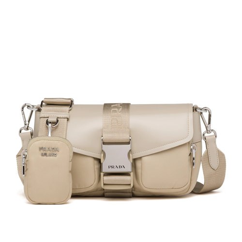 PRADA/普拉達  沙漠米色再生尼龍拼接皮革斜挎單肩包1BD295_789_F0F24_V_BFO