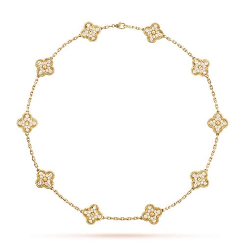  VCA梵克雅寶 22年秋冬 女士 項(xiàng)鏈 Vintage Alhambra項(xiàng)鏈，10圖案 VCARA42300 預(yù)定商品1-3周發(fā)貨