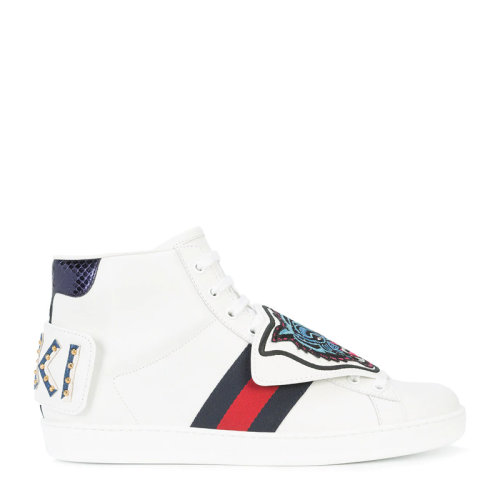 GUCCI/古馳 男士白色皮革高幫虎頭圖案休閑鞋運(yùn)動(dòng)鞋 478194-DOPV0-9181