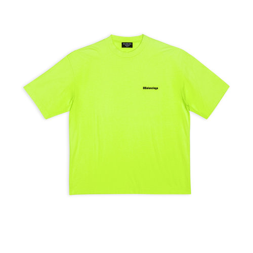 Balenciaga/巴黎世家 22年秋冬新款 BB CORP系列 男士熒光黃色純棉復(fù)古平紋中等剪裁短袖T恤612966TJV877110