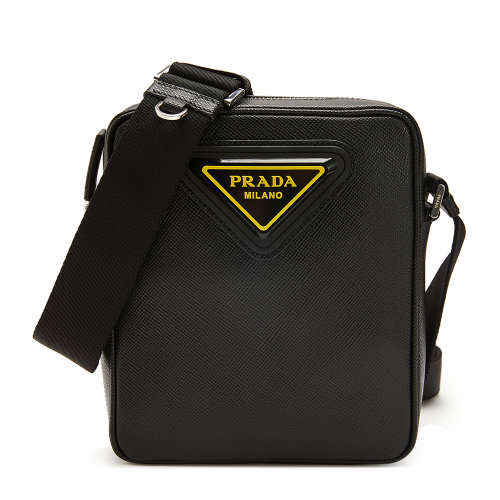 PRADA/普拉達(dá) 黑色 男士Saffiano皮革斜挎包 2VH112_2DKR_F0QP9_V_OAO