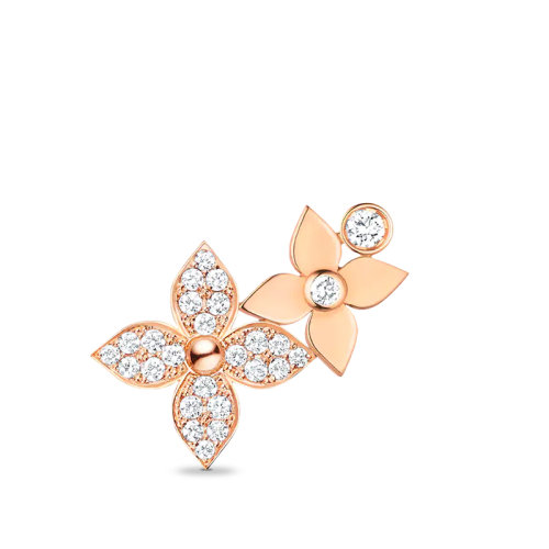 Louis Vuitton/路易威登 STAR BLOSSOM系列 經(jīng)典款單只18k金玫瑰金26顆鉆石右側(cè)星星圖案耳環(huán)Q96946