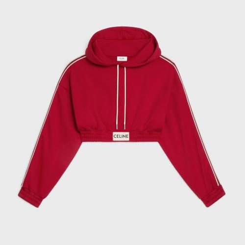  CELINE賽琳思琳 22年秋冬 女士 衛(wèi)衣 CELINE雙面平紋針織短款連帽衫 2Y779121O.18RS