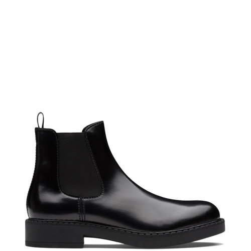 PRADA/普拉達(dá) 22年新款 男士黑色拉絨皮革切爾西靴短靴2TE8_055_F0002