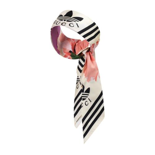  GUCCI古馳 22年秋冬 女士 adidas x Gucci聯(lián)名系列真絲頭巾 721479 3G001 1972