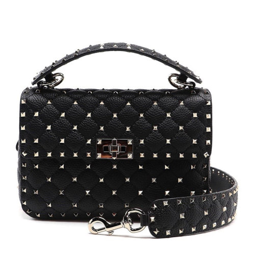 Valentino/華倫天奴 ROCKSTUD SPIKE系列女士純色菱格絎縫小牛皮經(jīng)典字母徽標(biāo)印花鉚釘裝飾單肩包斜挎包手提包女包 TW2B0E87-AVB 多色可選