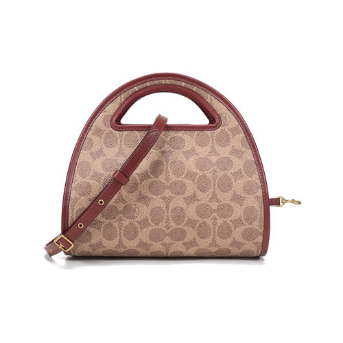 COACH/蔻馳 女士專柜款涂層帆布/配皮手提單肩斜挎包 146