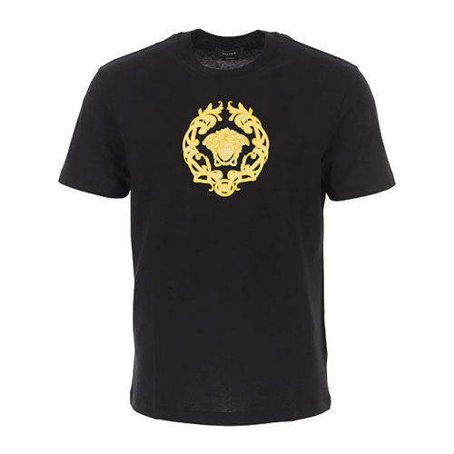 VERSACE/范思哲男士黑色棉質(zhì)經(jīng)典美杜莎頭像印花圓領(lǐng)短袖上衣T恤 A87378-A228806-A1008