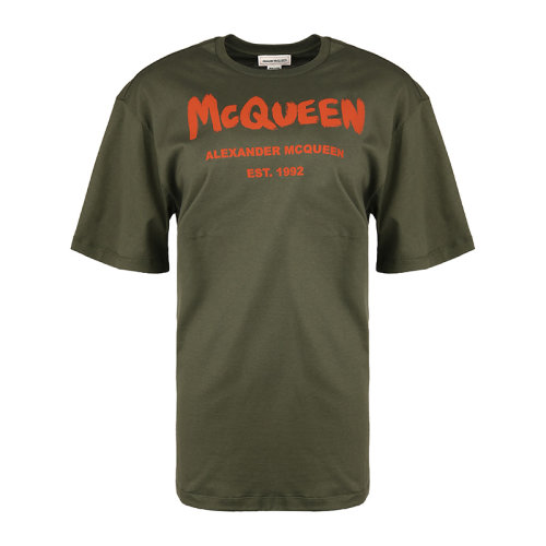 Alexander McQueen/亞歷山大麥昆21新品字母印花女士短袖T恤668428QZADK