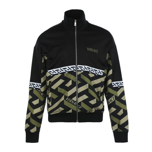 VERSACE/范思哲 刺繡微標(biāo)潮流印花立領(lǐng)寬松男士開胸衛(wèi)衣男衛(wèi)衣10020601A01463