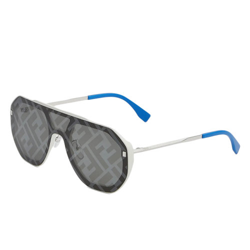 FENDI/芬迪 男士灰色鏡片和金屬鏡架方形面具造型太陽(yáng)鏡FOL514A565F1F6Q