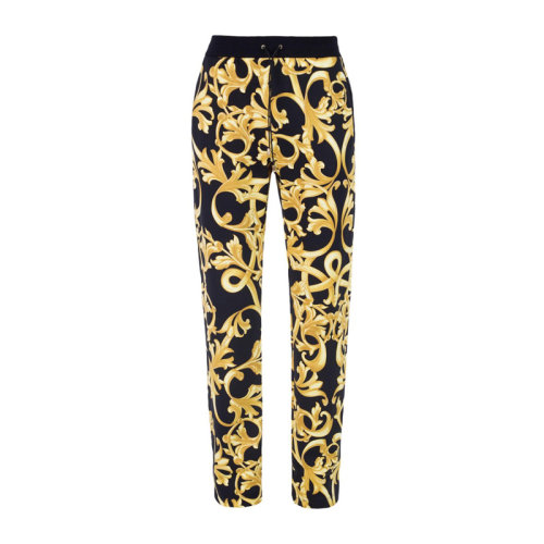 VERSACE/范思哲   男裝 服飾 黑色黃色印花巴洛克圖案 男士休閑褲