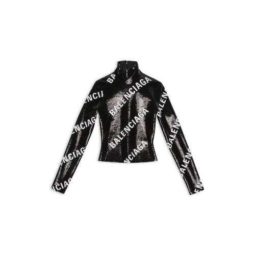  BALENCIAGA巴黎世家 22年秋冬 女士 夾克 ALLOVER LOGO EMBROIDERED LONG SLEEVE TOP 704372TM