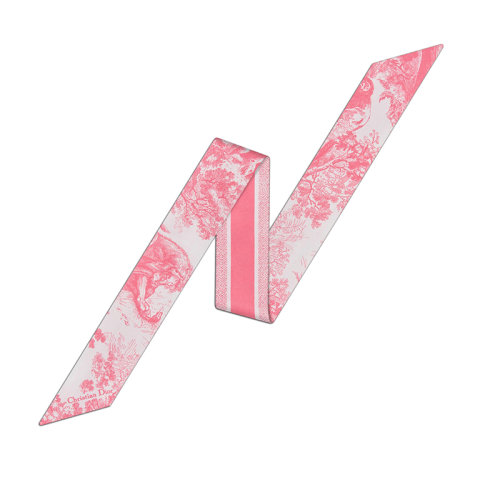 DIOR/迪奧 22年早春新款 MITZAH系列 女士象牙色拼牡丹粉色純桑蠶絲Sauvage茹伊印花絲巾15JOU106I602_C405