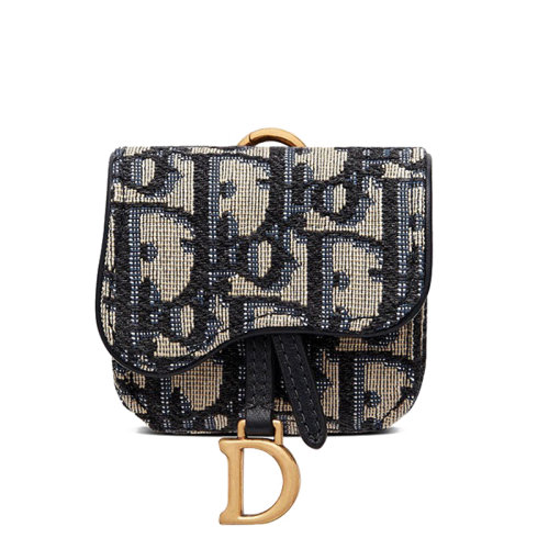 DIOR/迪奧   SADDLE系列 女士藍色老花帆布金屬D裝飾馬鞍AIRPODS PRO套S5675CTZQ_M928