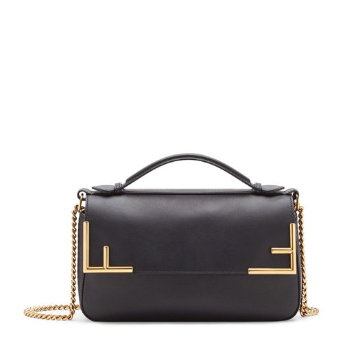 FENDI/芬迪 女士棕色牛皮經(jīng)典FF印花翻蓋手提包斜挎包單肩包女包 8BT297-A5MP-F153A