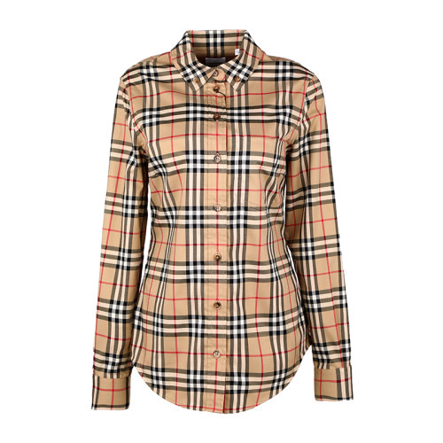 BURBERRY/博柏利女裝經(jīng)典Vintage格紋彈力棉質(zhì)女士長(zhǎng)袖襯衫8022284