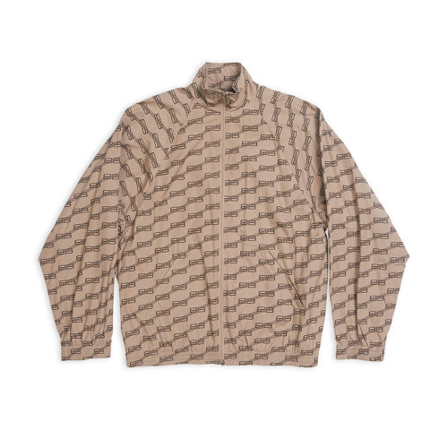 Balenciaga/巴黎世家 22年秋冬新款 男士米色棉府綢立領(lǐng)雙向拉鏈開合雙側(cè)袋彈性腰部袖口運動夾克704495TML369378