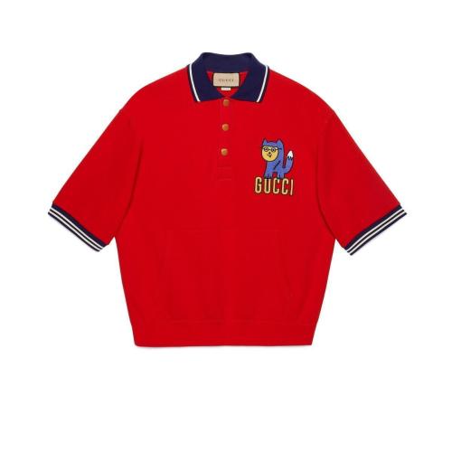  GUCCI古馳 22年秋冬 男士 Gucci小浣熊貼飾棉質Polo衫 658081 XJEMX 6229