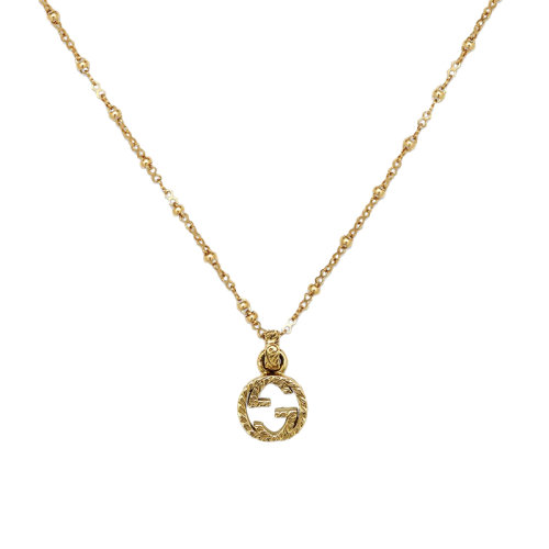 GUCCI/古馳  經(jīng)典雙G18K金黃金GG吊墜項鏈 603619J85008000