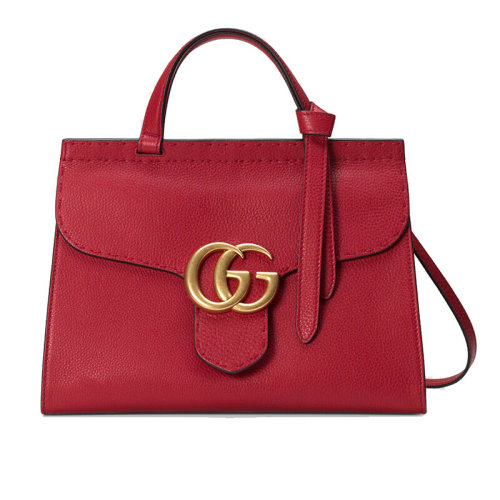 GUCCI/古馳  古琦女包 經(jīng)典雙G 女士紅色皮質(zhì)時(shí)尚單肩手提包 421890 A7M0T 6339