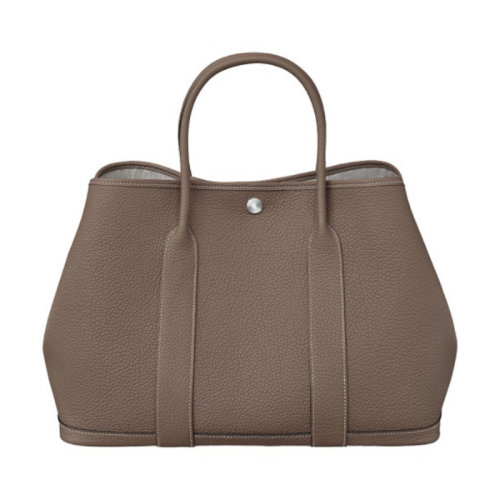 HERMES/愛馬仕 GArden Party 36 小牛皮 手提包 銀扣 女包 H051559CK18