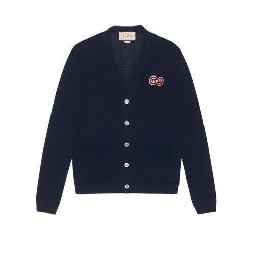 GUCCI/古馳 新款男士海軍藍(lán)羊毛開衫 576815XKAOW4440
