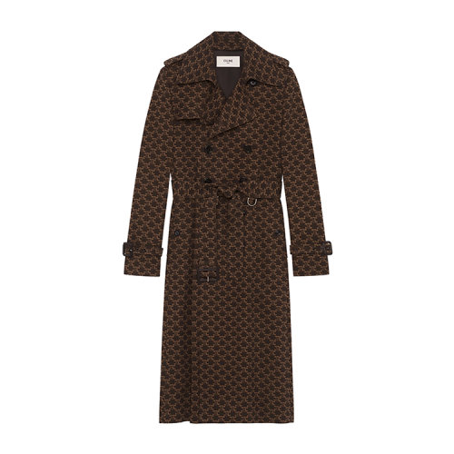 CELINE/賽琳  新款米色/黑色復古英倫TRIOMPHE印花棉質(zhì)女士風衣2M398267M02BL【主推】