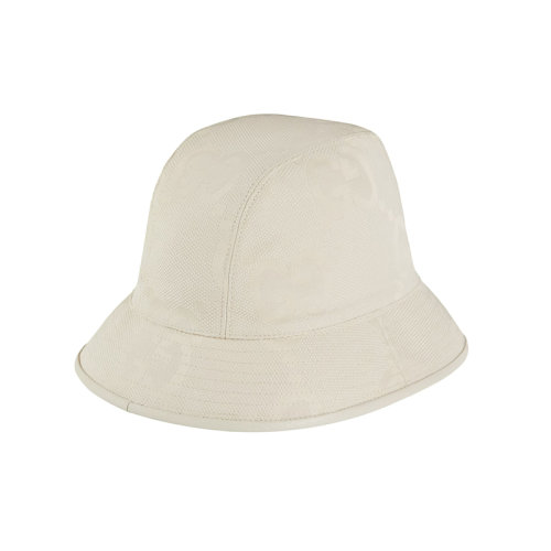 GUCCI/古馳 22年春夏新款 愛的進(jìn)行曲系列 男女同款白色帆布大老花圖案漁夫帽?6812564HANW9077