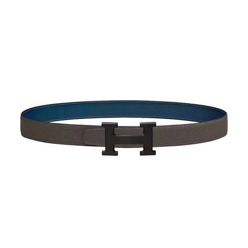 HERMES/愛(ài)馬仕新款 H 5382系列 男士普魯士藍(lán)/叢林綠荔枝紋皮革啞光PVD扣雙面腰帶32毫米H080029CY89/H073967CABD075