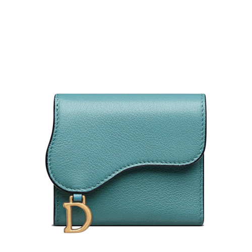 DIOR/迪奧 22春夏新款 女士天藍(lán)色羊皮革馬鞍LOTUS三折短款錢包S5652CCEH_M08Z