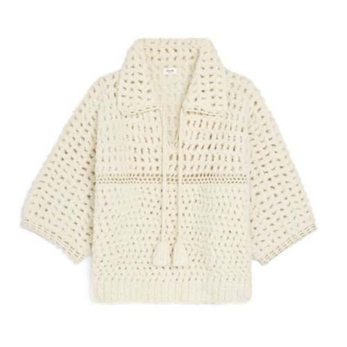 CELINE/賽琳 女士米白色羊毛針織衫 2A97O3 35O 01OW