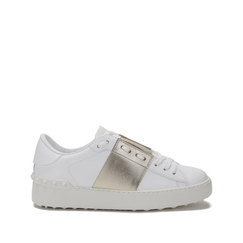 Valentino/華倫天奴 女士牛皮鉚釘裝飾系帶休閑運動鞋小白鞋 WW2S0781 FLR