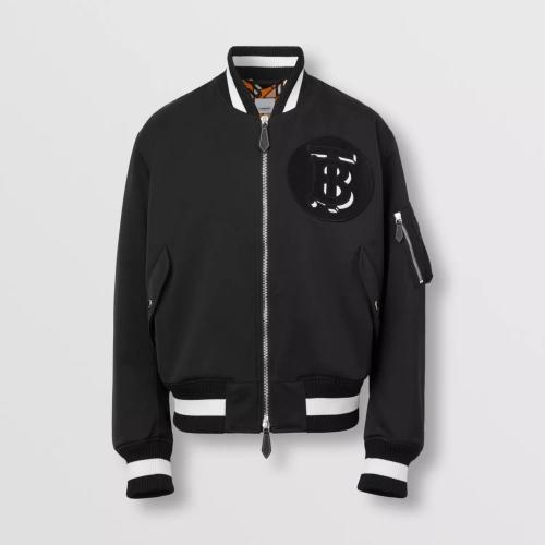  BURBERRY 22年秋冬 男士 專屬標(biāo)識(shí)裝飾絲毛混紡飛行夾克 80567661