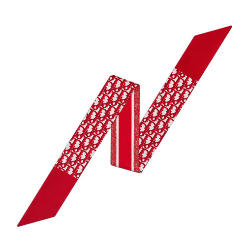 DIOR/迪奧 22年春夏新款 女士紅色老花圖案真絲斜紋布絲巾15DOB106I600_C322