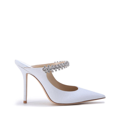Jimmy Choo/周仰杰【22春夏新款】 女士閃光面料尖頭高跟鞋穆勒鞋 BING 100 QDS