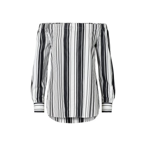 Ralph Lauren/拉夫勞倫純棉女士 露肩設(shè)計 條紋印花 長袖 T恤 119434686