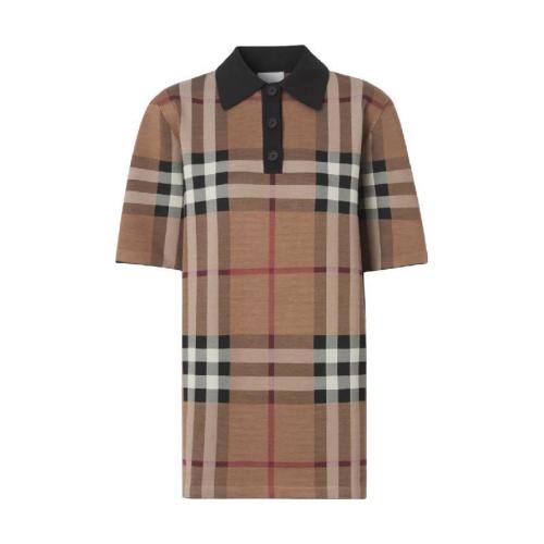  BURBERRY 22年秋冬 女士 格紋絲質(zhì)混紡提花 Polo 衫 80434101 預(yù)定商品1-3周發(fā)貨