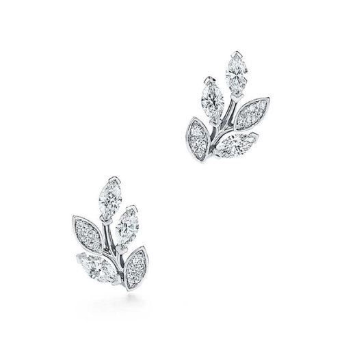Tiffany & Co./蒂芙尼 Victoria系列 950鉑金鑲鉆樹枝形狀耳釘66886409