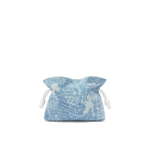  LOEWE羅意威 22年秋冬 女士 手拿包 Flamenco clutch in denim and classic calfskin A411FC1X
