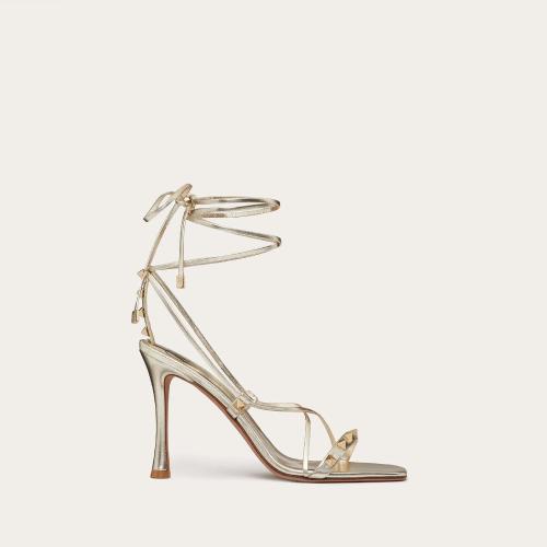  VALENTINO華倫天奴 22年秋冬 女士 高跟涼鞋 SANDALES EN NAPPA MéTALLISé. TALON?: 100?M