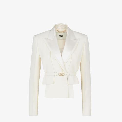  FENDI芬迪 22年秋冬 女士 夾克 白色羊毛和桑蠶絲夾克 FJ7242AC4GF0ZNM