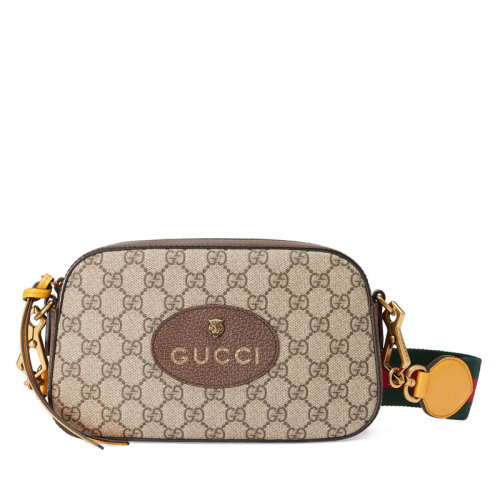 【速發(fā) 包郵包稅】GUCCI/古馳 新款GGSupreme女士米色帆布虎頭單肩斜跨相機(jī)包 ?
