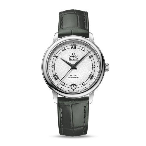 OMEGA/歐米茄 碟飛系列 典雅 同軸腕表 鉆石刻度 精鋼表殼 皮表帶 自動機(jī)械 女士腕表 424.13.33.20.52.002