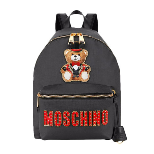 MOSCHINO/莫斯奇諾 女士黑色泰迪熊圖案時尚休閑雙肩包背包女包 7A7632-8210-1555-191